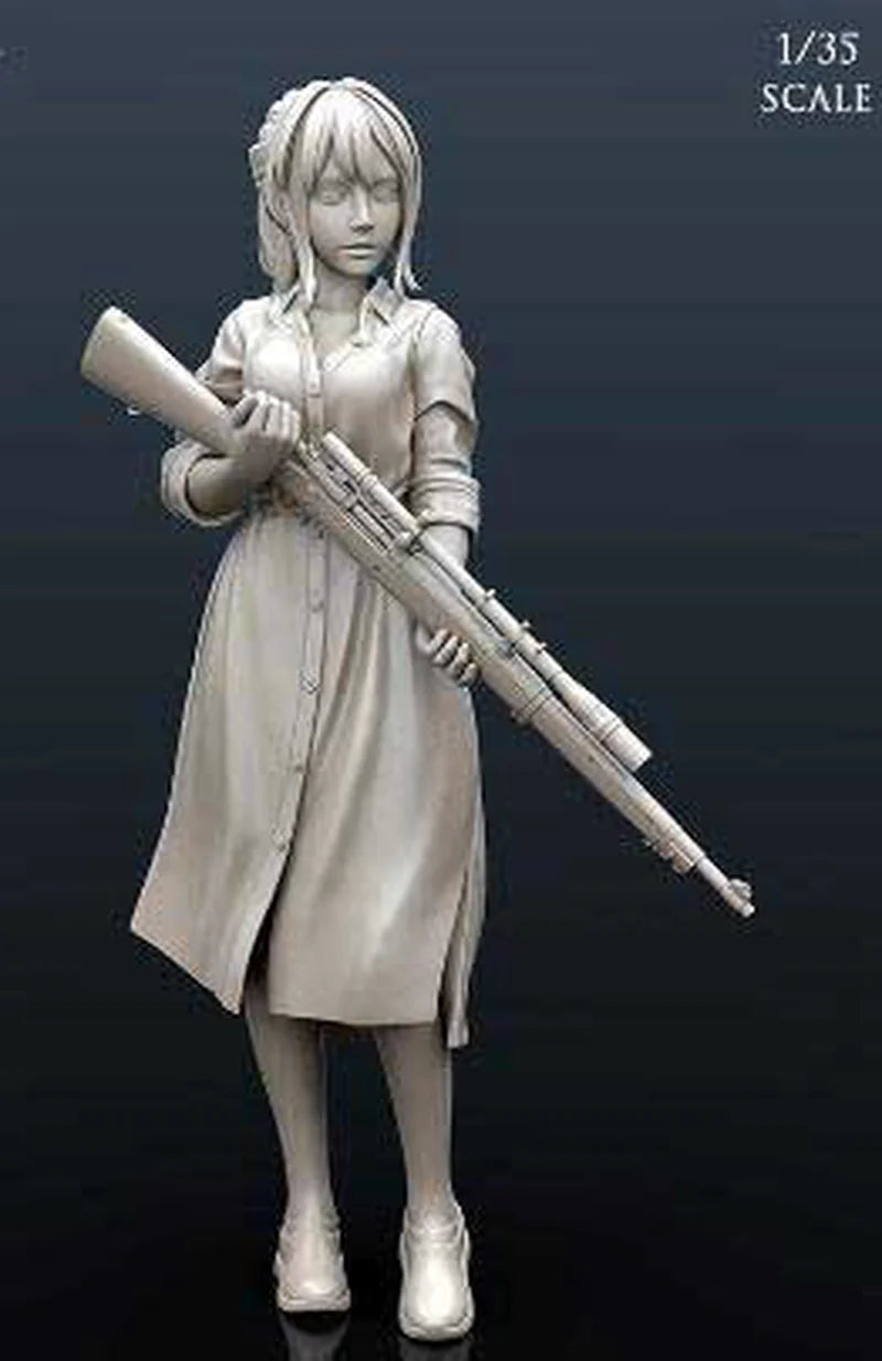 1/35 Girl Soldier, Resin Model Figure Kit, Anime Theme, Unassembled and Unpainted