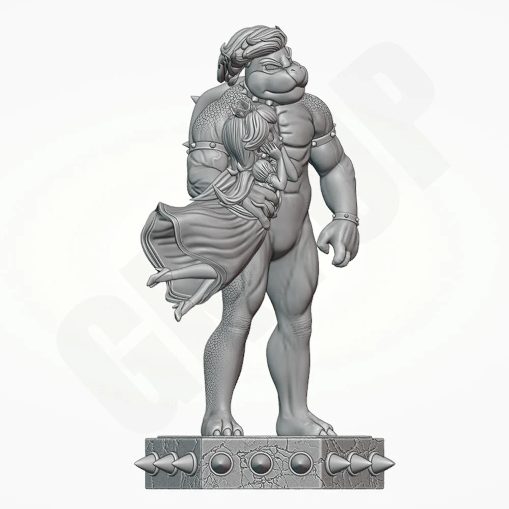 Turtle Demon & Princess, 2 Figures, Resin Model Figure Kit, Fantasy Theme, Unassembled and Unpainted