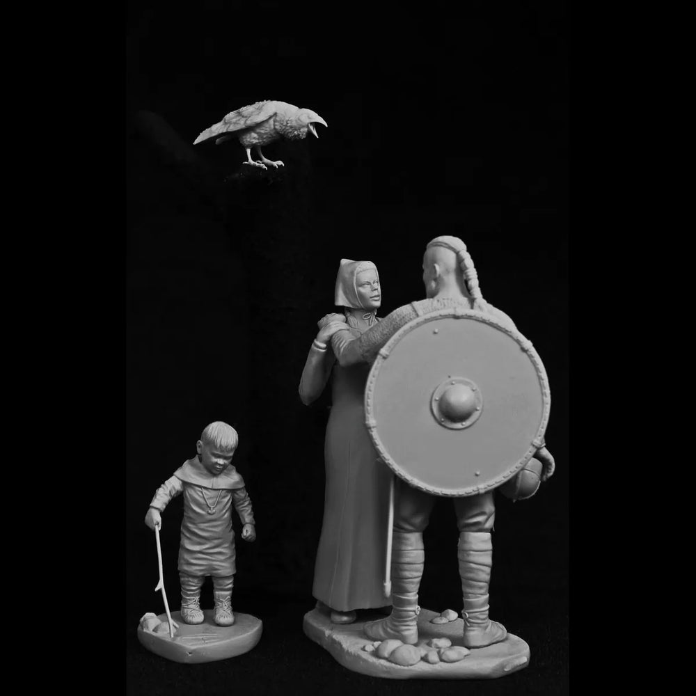 75mm Nordic Fantasy Warriors, 3 Figures, Resin Model Figure Kit, Fantasy Theme, Unassembled and Unpainted