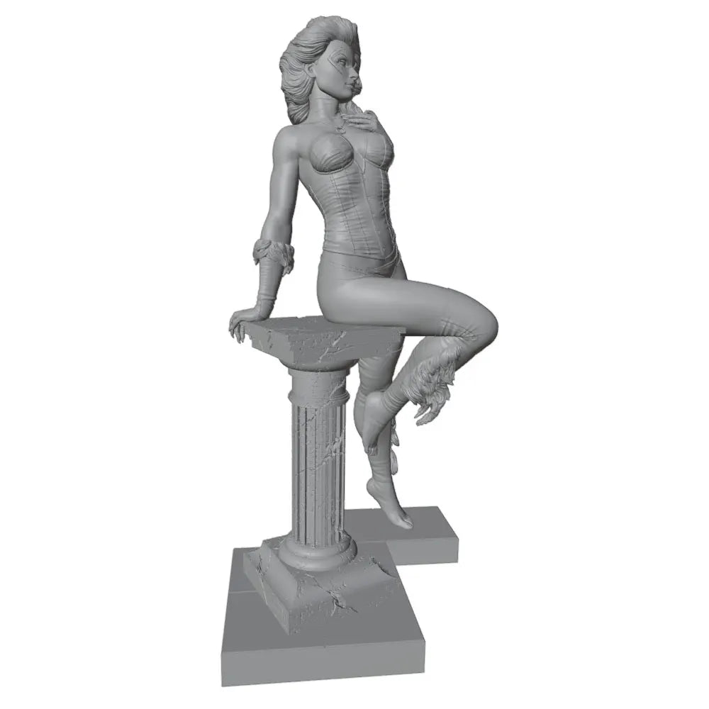 1/24 Classical Warrior Goddess on Column, Resin Model Figure Kit, Unassembled and Unpainted