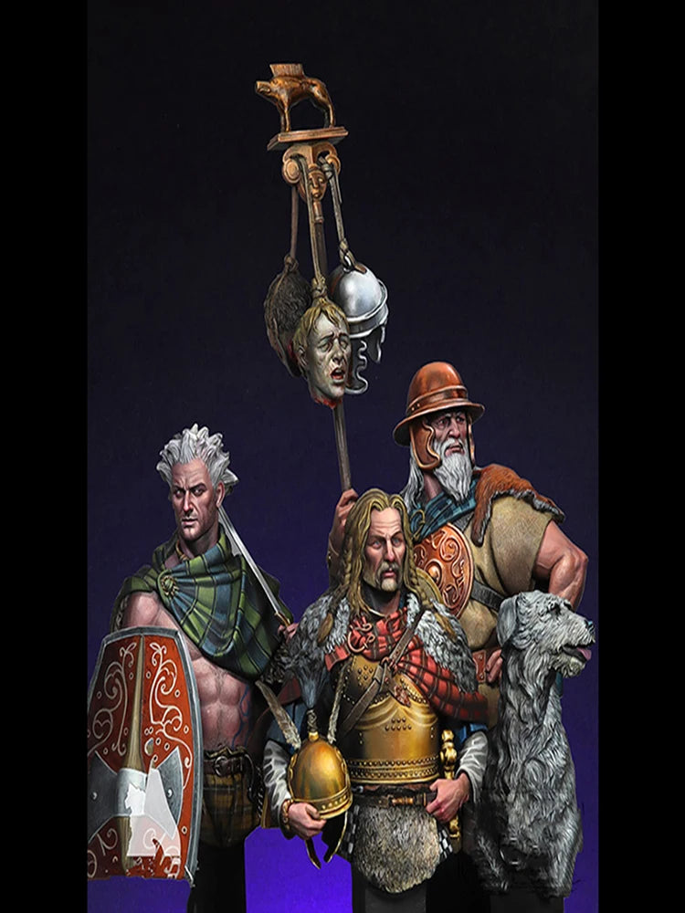1/10 Ancient Roman & Gallic Warriors, 4 Figures, Resin Model Bust Kit, Unassembled and Unpainted