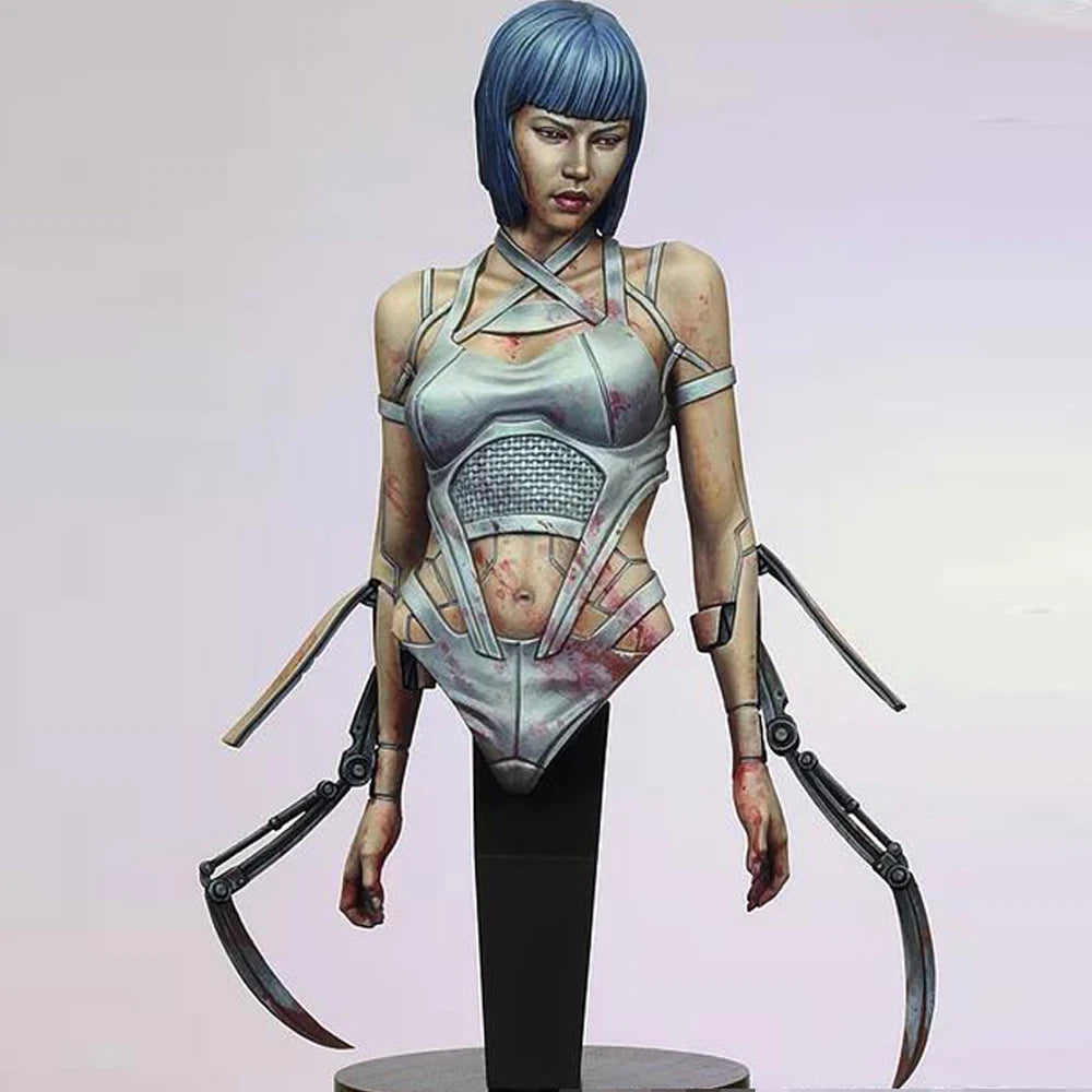 1/12 Female Soldier with Tactical Armor, Resin Model Bust Kit, Sci-Fi Theme, Unassembled and Unpainted