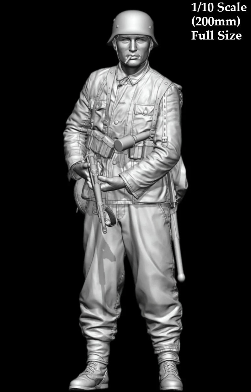1/10 WWII German Panzergrenadier, Resin Model Figure Kit, Unassembled and Unpainted