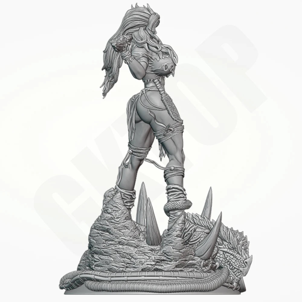 1/24 Savage Lands Warrior, Resin Model Figure Kit, Fantasy Theme, Unassembled and Unpainted