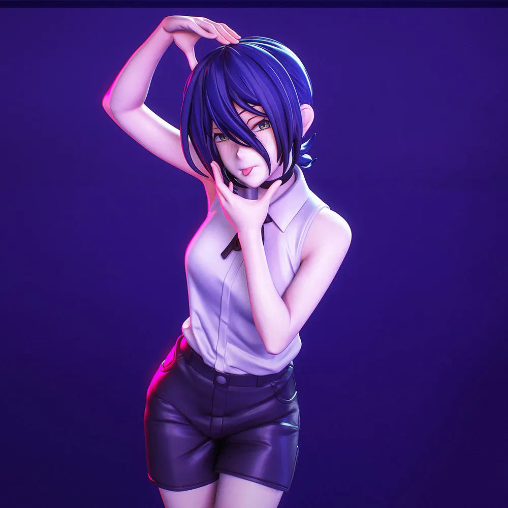 1/24 Anime Girl with Hands-to-Hair Pose, Resin Model Figure Kit, Unassembled and Unpainted