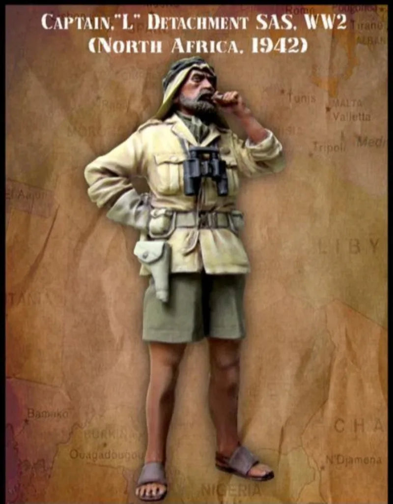 1/35 WWII British SAS Captain North Africa, Resin Model Figure Kit, Unassembled and Unpainted