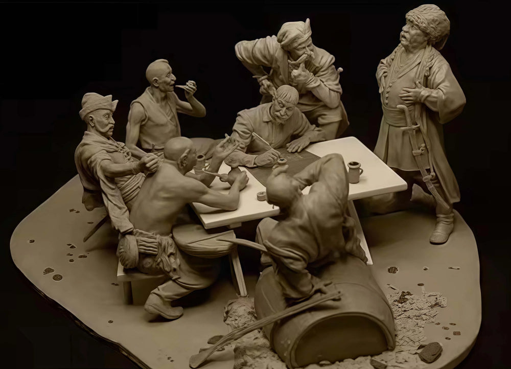 1/24 17th Century Cossack & Ottoman, 12 Figures, Resin Model Diorama Kit, Military Theme, Unassembled and Unpainted