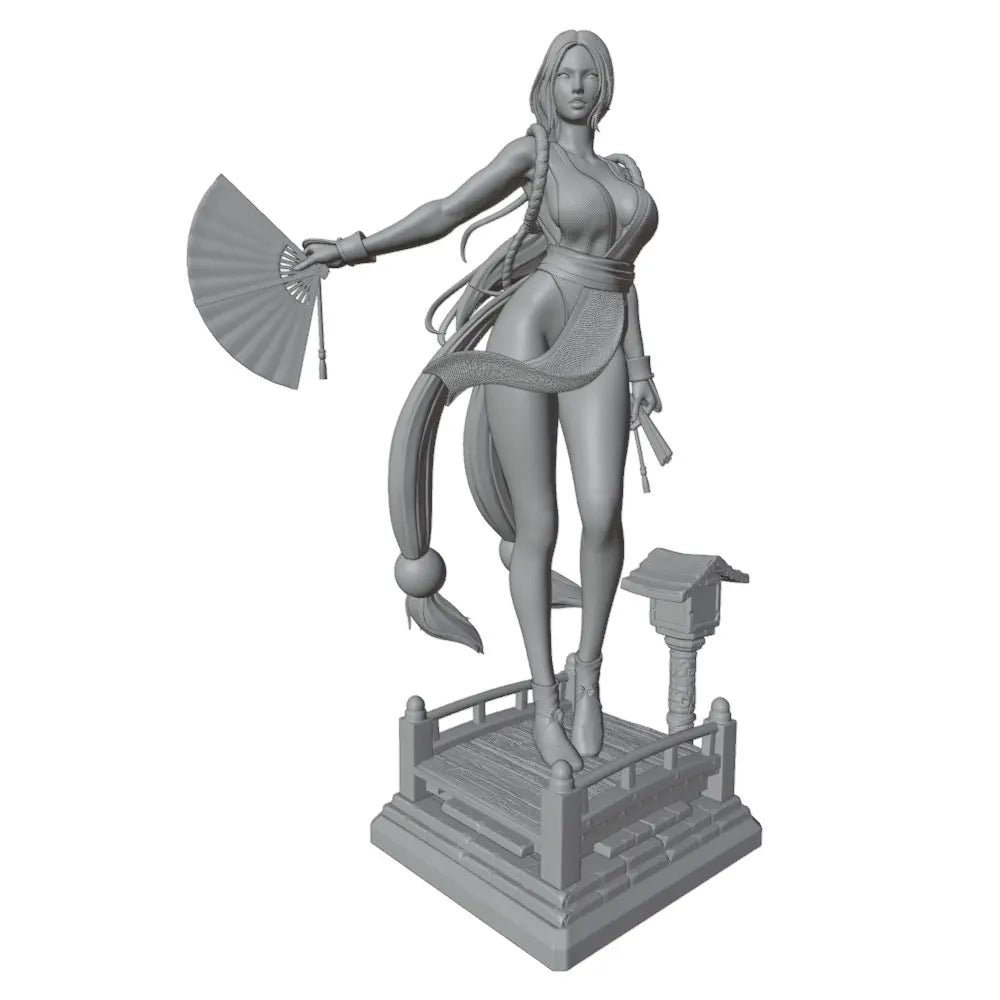 75mm Fantasy Pinup with Fan, Resin Model Figure Kit, Unassembled and Unpainted