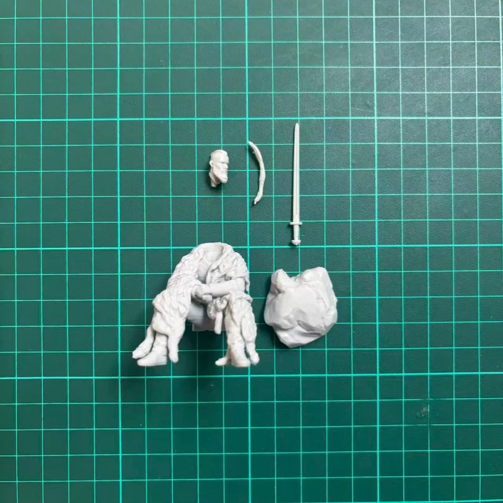 1/24 Medieval Bearded Barbarian in Furs with Sword, Resin Model Figure Kit, Unassembled and Unpainted