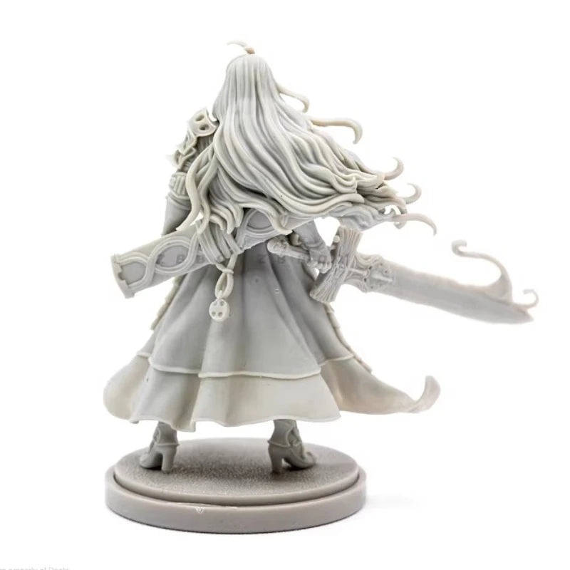 38mm Female Warrior Dual Curved Swords, Resin Model Figure Kit, Fantasy Theme, Unassembled and Unpainted