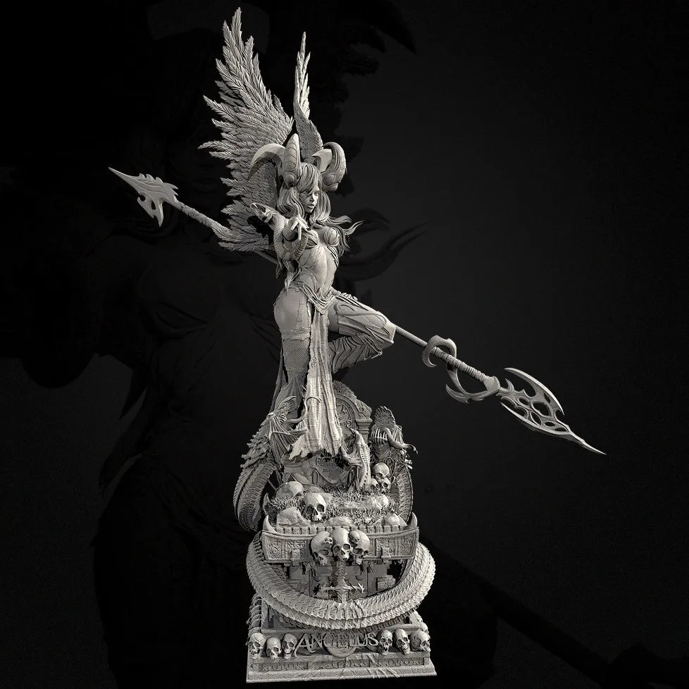 110mm Demonic Warrior, Resin Model Figure Kit, Fantasy Theme, Unassembled and Unpainted