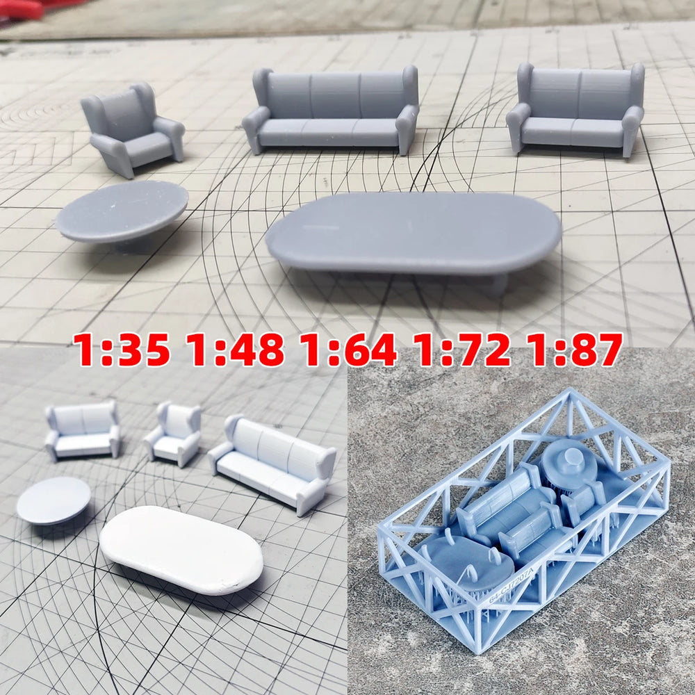 1/48 Sofas & Tables, Resin Model Accessory Kit, Historical Theme, Unpainted