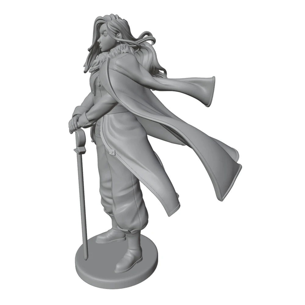 1/24 Female Warrior with Red Cape and Rifle, Resin Model Figure Kit, Anime Theme, Unassembled and Unpainted