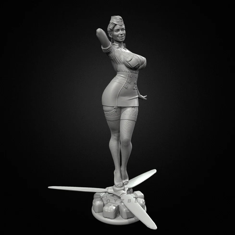 75mm WWII Military Pinup, Resin Model Figure Kit, Unassembled and Unpainted