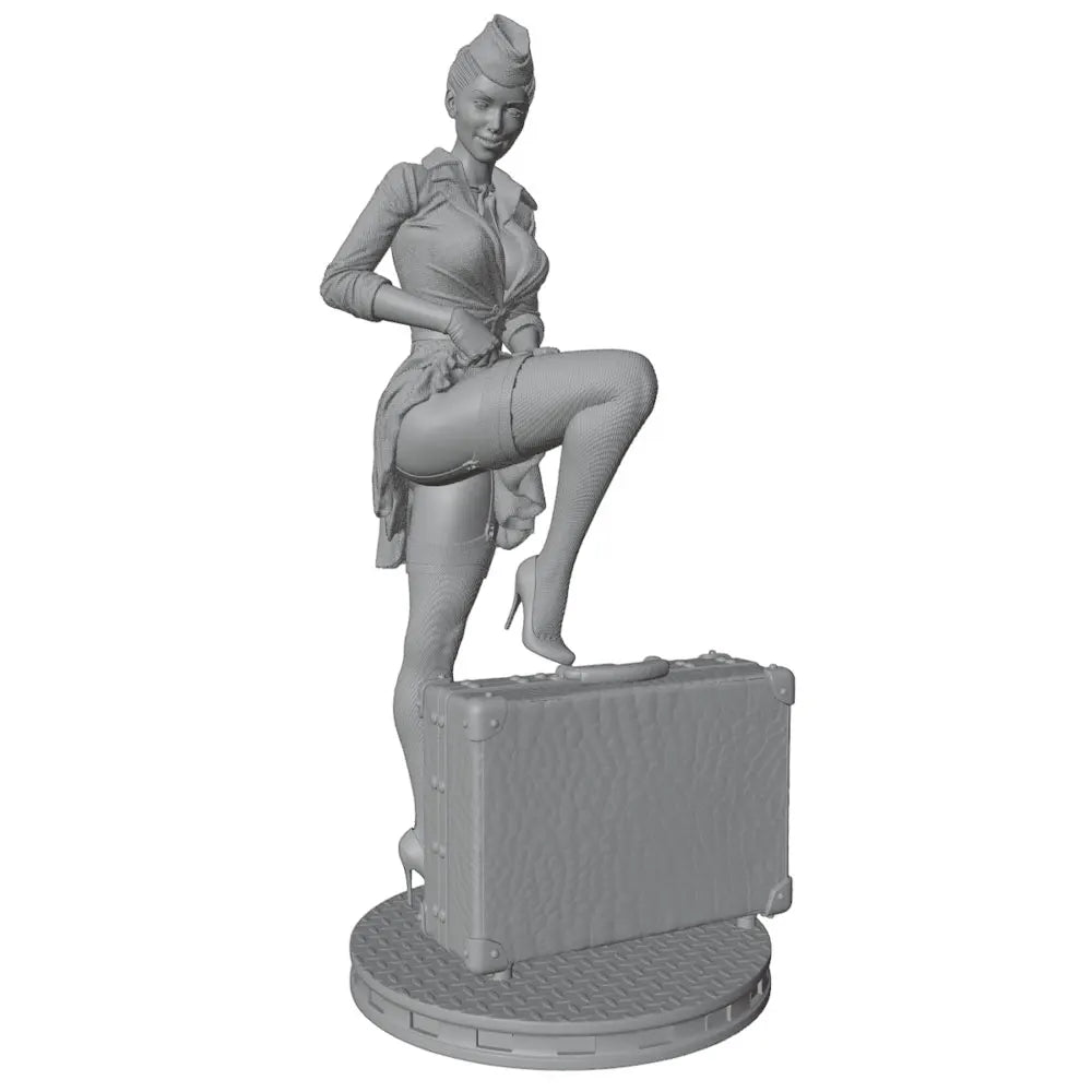 1/24 Retro Stewardess, Resin Model Figure Kit, Unassembled and Unpainted