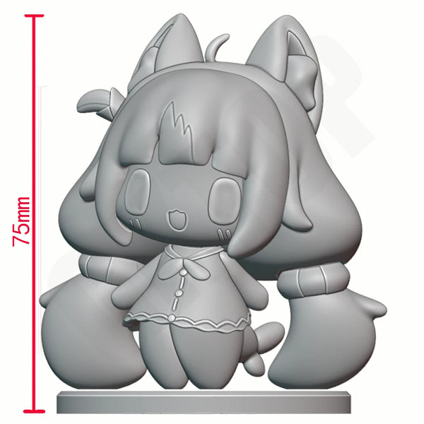 75mm Chibi Girl with Twin Antenna in White Dress, Resin Model Figure Kit, Anime Theme, Unassembled and Unpainted