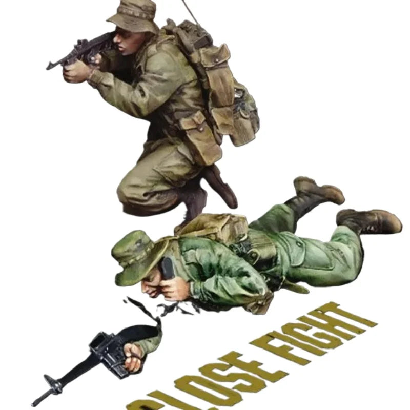 1/35 WWII Soviet Infantry Combat Scene, 3 Figures, Resin Model Figure Kit, Unassembled and Unpainted
