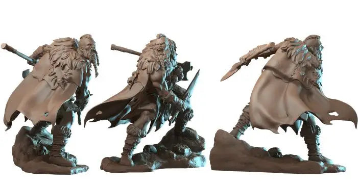 1/24 Barbarian Warrior with Mystical Effects, Resin Model Figure Kit, Fantasy Theme, Unassembled and Unpainted