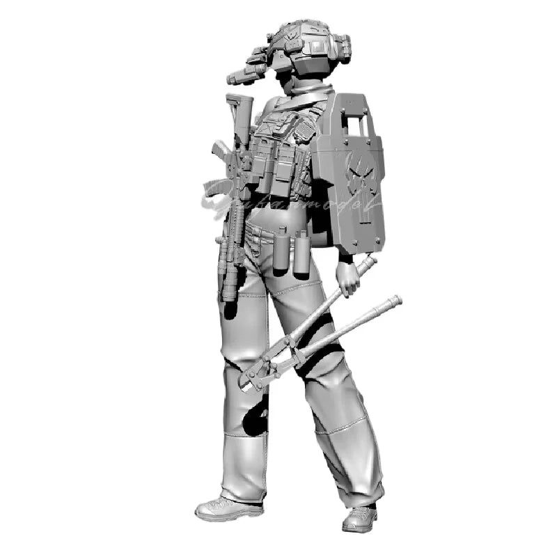 75mm Modern Female Tactical Soldier, Resin Model Figure Kit, Unassembled and Unpainted