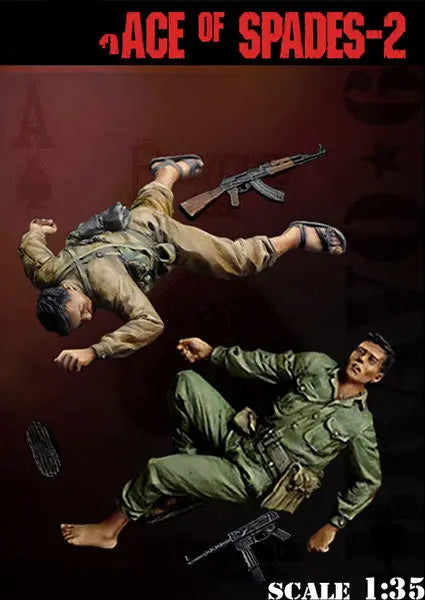 1/35 Vietnam War US Infantry in Diving Poses, 2 Figures, Resin Model Figure Kit, Unassembled and Unpainted