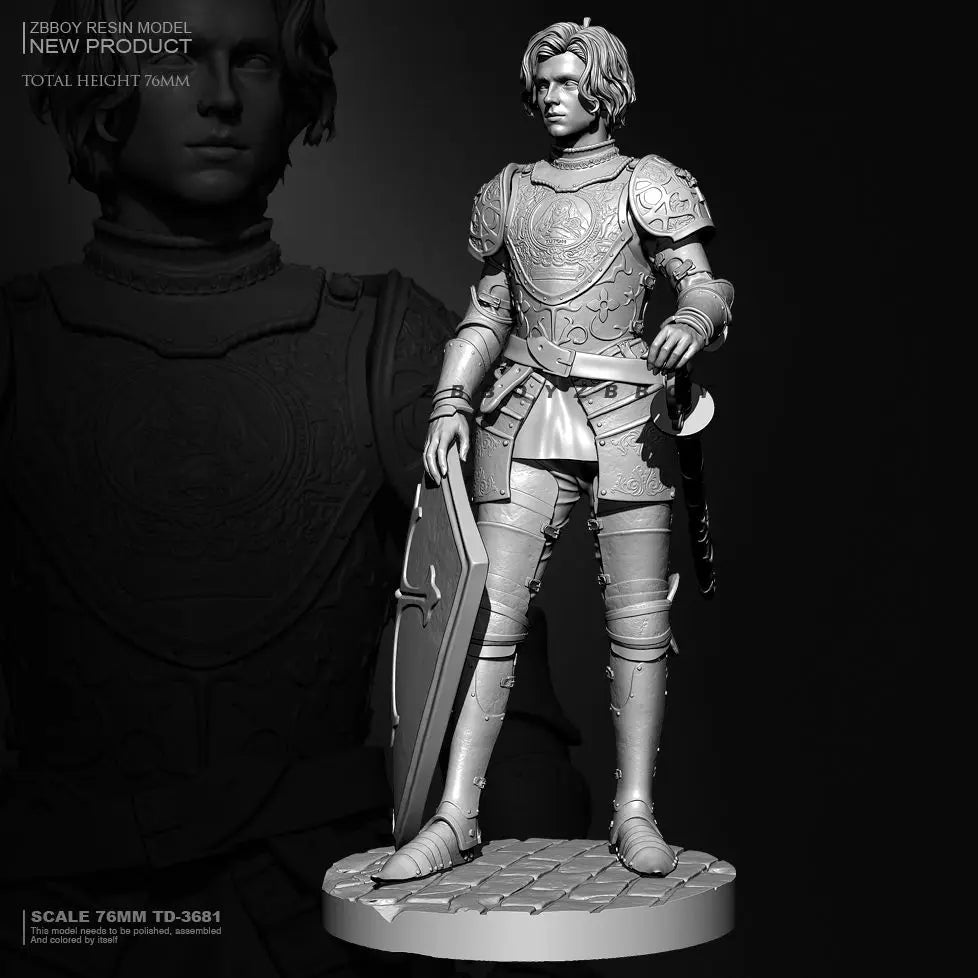 76mm Medieval King Arthur Knight, Resin Model Figure Kit, Unassembled and Unpainted