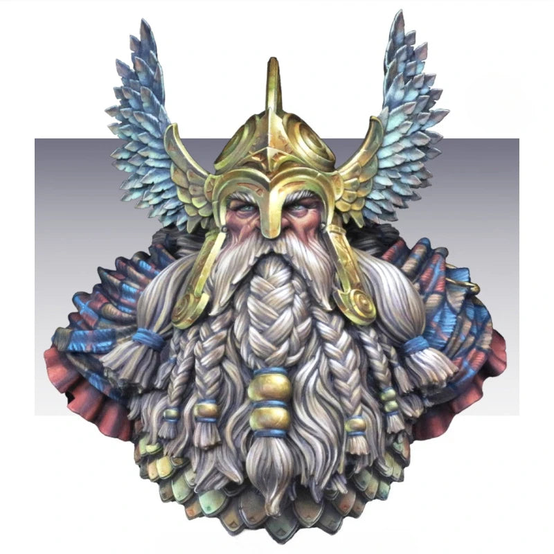1/12 Dwarf Warlord with Winged Horns, Resin Model Bust Kit, Fantasy Theme, Unassembled and Unpainted
