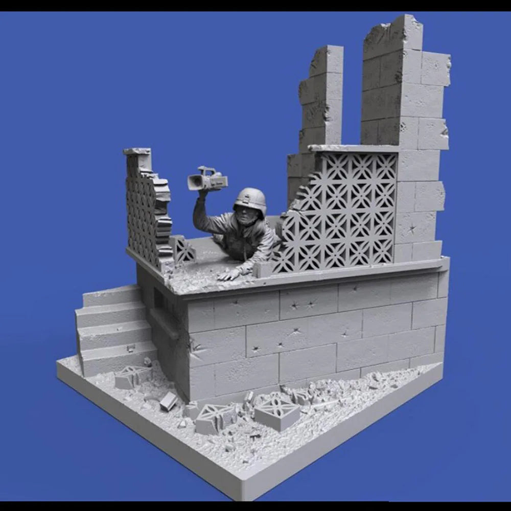 1/35 WWII Military Fortification, 3 Figures, Resin Model Diorama Kit, Unassembled and Unpainted