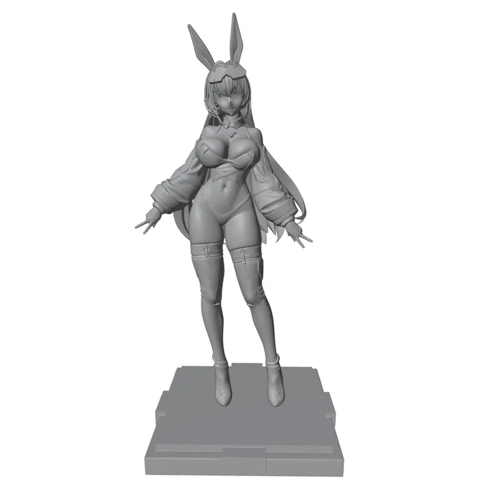 75mm Bunny Girl with Long Hair and Arm Bands, Resin Model Figure Kit, Anime Theme, Unassembled and Unpainted
