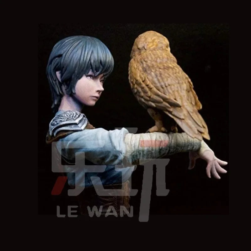 Girl with Owl, Resin Model Figure Kit, Anime Theme, Unassembled and Unpainted