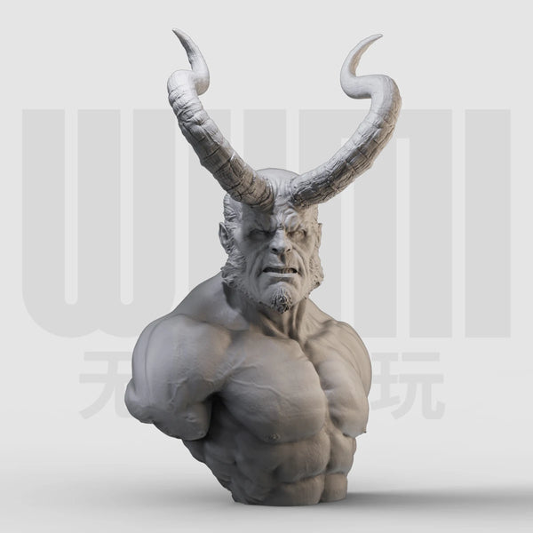 1/16 Hellboy Demon, Resin Model Bust Kit, Fantasy Theme, Unassembled and Unpainted