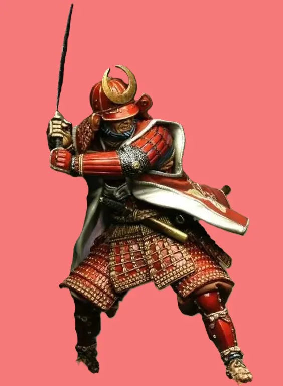 90mm Sengoku Samurai Commander in Ornate Armor with Horo, Resin Model Figure Kit, Military Theme, Unassembled and Unpainted