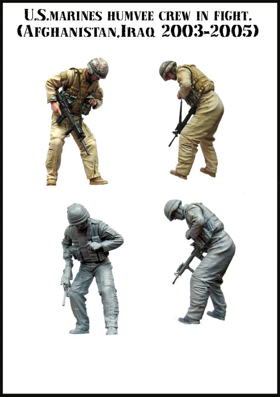 1/35 Modern U.S. Marines Humvee Crew, 4 Figures, Resin Model Figure Kit, Unassembled and Unpainted