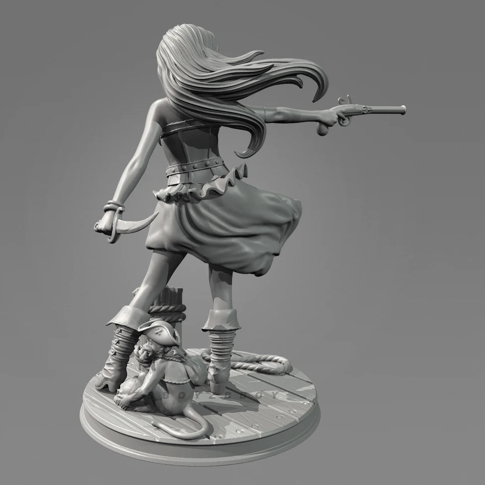75mm Female Military Pinup, 3 Figures, Resin Model Figure Kit, Unassembled and Unpainted