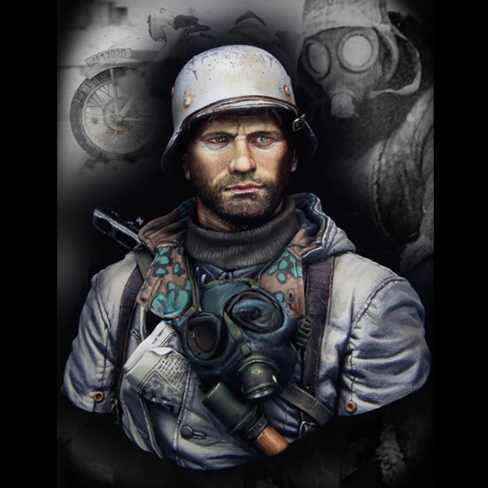 1/10 WWI Combat Soldier, Resin Model Bust Kit, Unassembled and Unpainted
