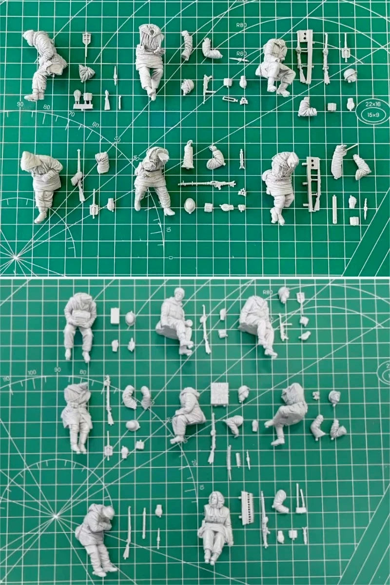 1/35 WWII Tank Crew & Infantry Soldiers, 35 Figures, Resin Model Figure Kit, Unassembled and Unpainted