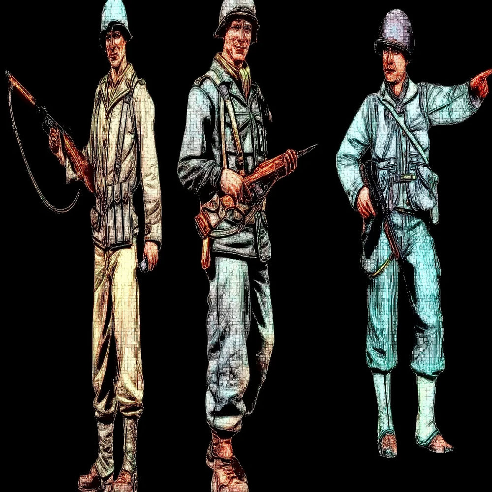 1/35 WWI Infantry Officer Pointing with Rifle Squad, 3 Figures, Resin Model Figure Kit, Unassembled and Unpainted