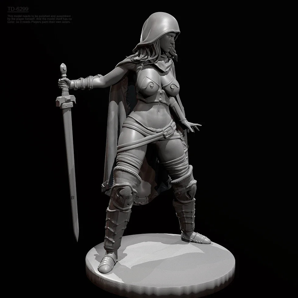 75mm Female Warrior with Sword, Resin Model Figure Kit, Fantasy Theme, Unassembled and Unpainted