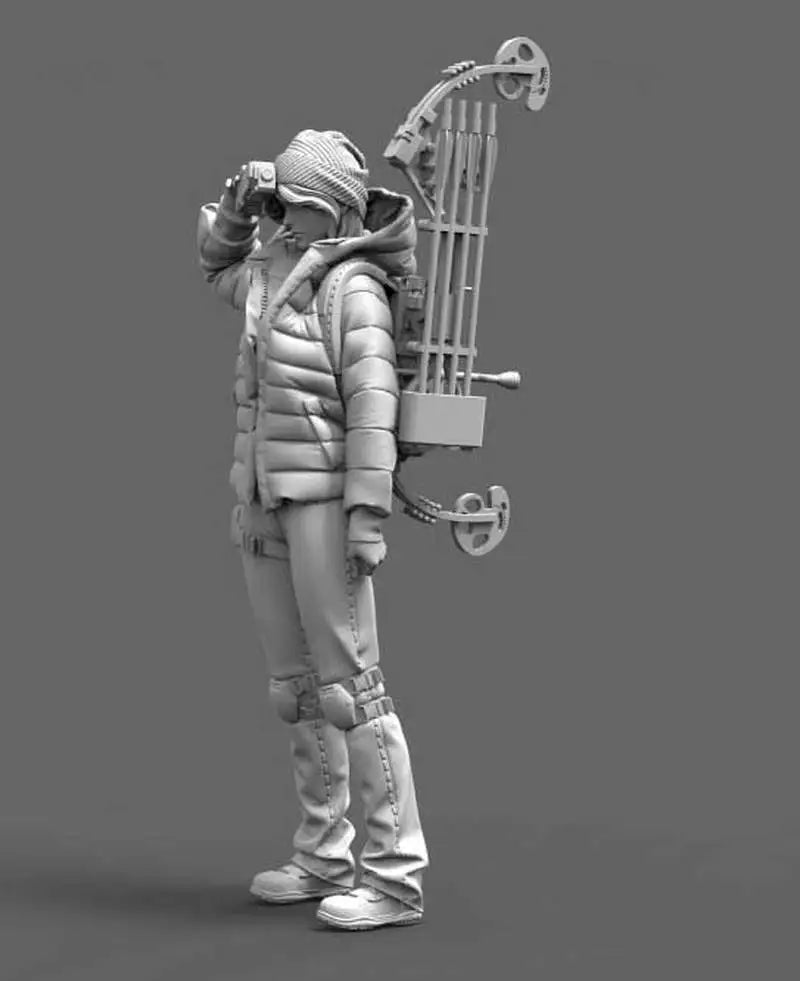 1/35 Modern Female Archer with Compound Bow, Resin Model Figure Kit, Fantasy Theme, Unassembled and Unpainted