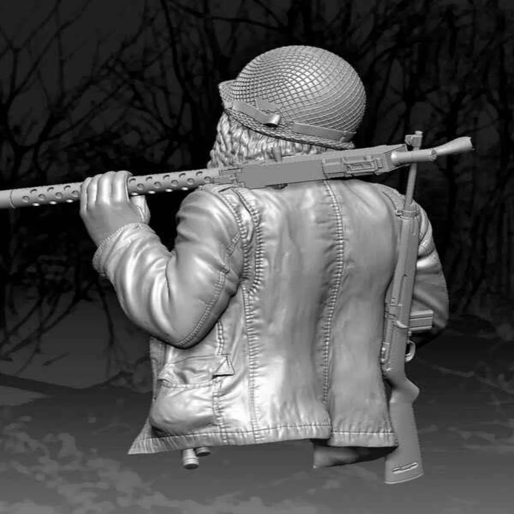 1/10 WWII American Machine Gunner, Resin Model Figure Kit, Unassembled and Unpainted