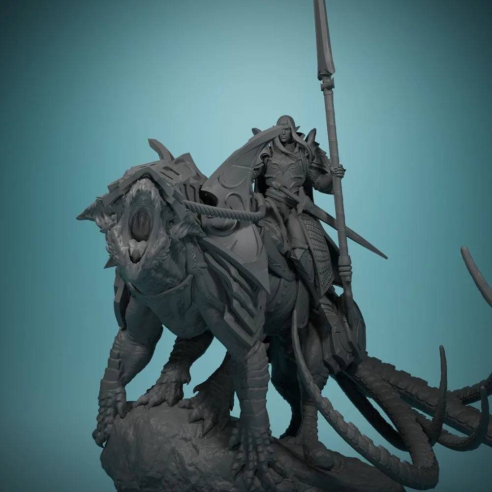 Medieval Fantasy Mounted Knight, Resin Model Figure Kit, Unassembled and Unpainted