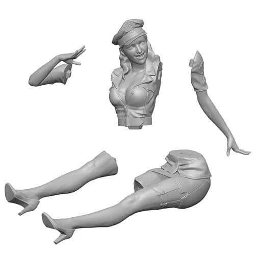 1/35 Sitting Female Soldier Pin-up, Resin Model Figure Kit, Unassembled and Unpainted