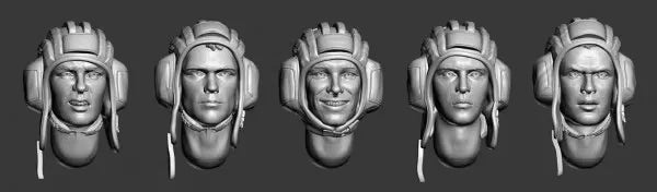 1/35 Character Heads, 5 Figures, Resin Model Bust Kit, Unassembled and Unpainted