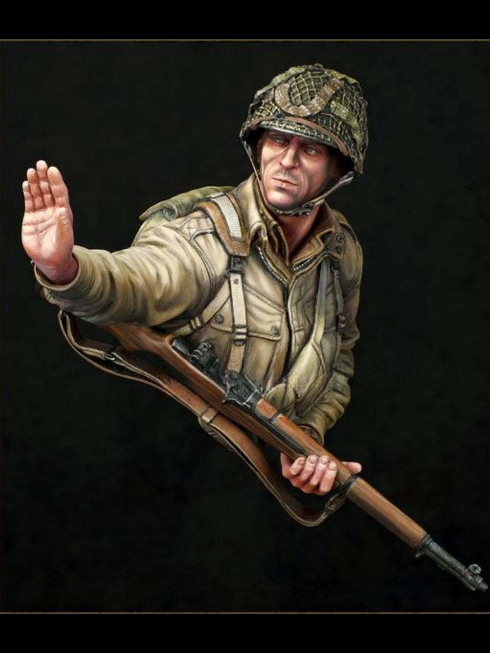 1/10 WWII US Infantryman Directing Orders, Resin Model Bust Kit, Unassembled and Unpainted