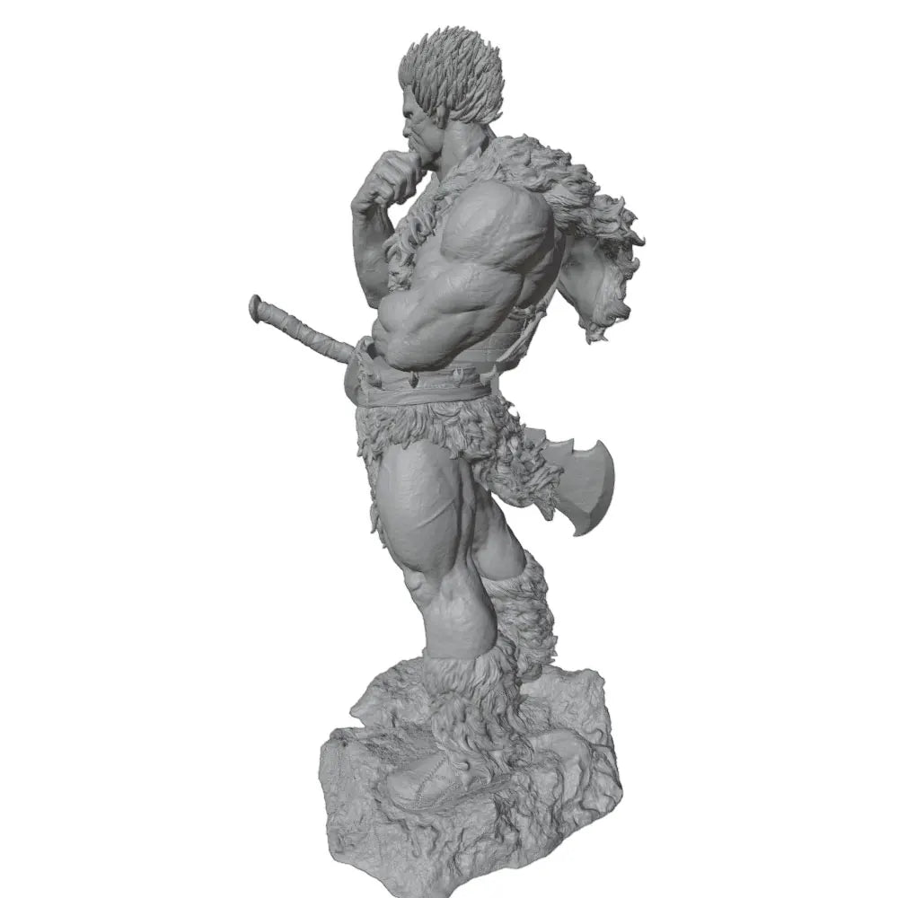 1/24 Muscular Barbarian Axeman with Fur Cloak, Resin Model Figure Kit, Fantasy Theme, Unassembled and Unpainted
