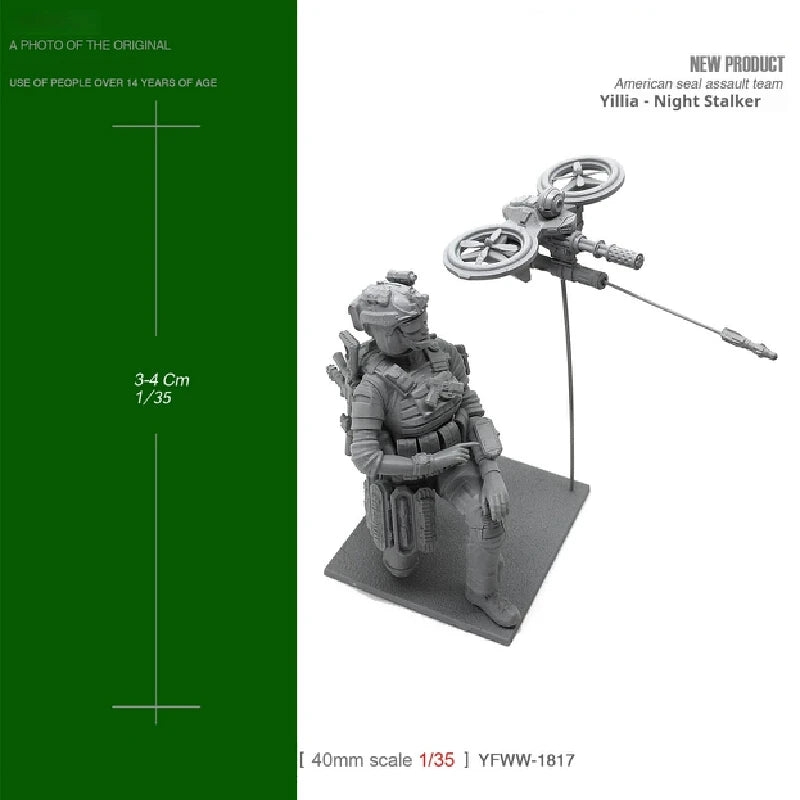 1/35 Modern US Female Soldiers & Drones, 3 Figures, Resin Model Figure Kit, Unassembled and Unpainted