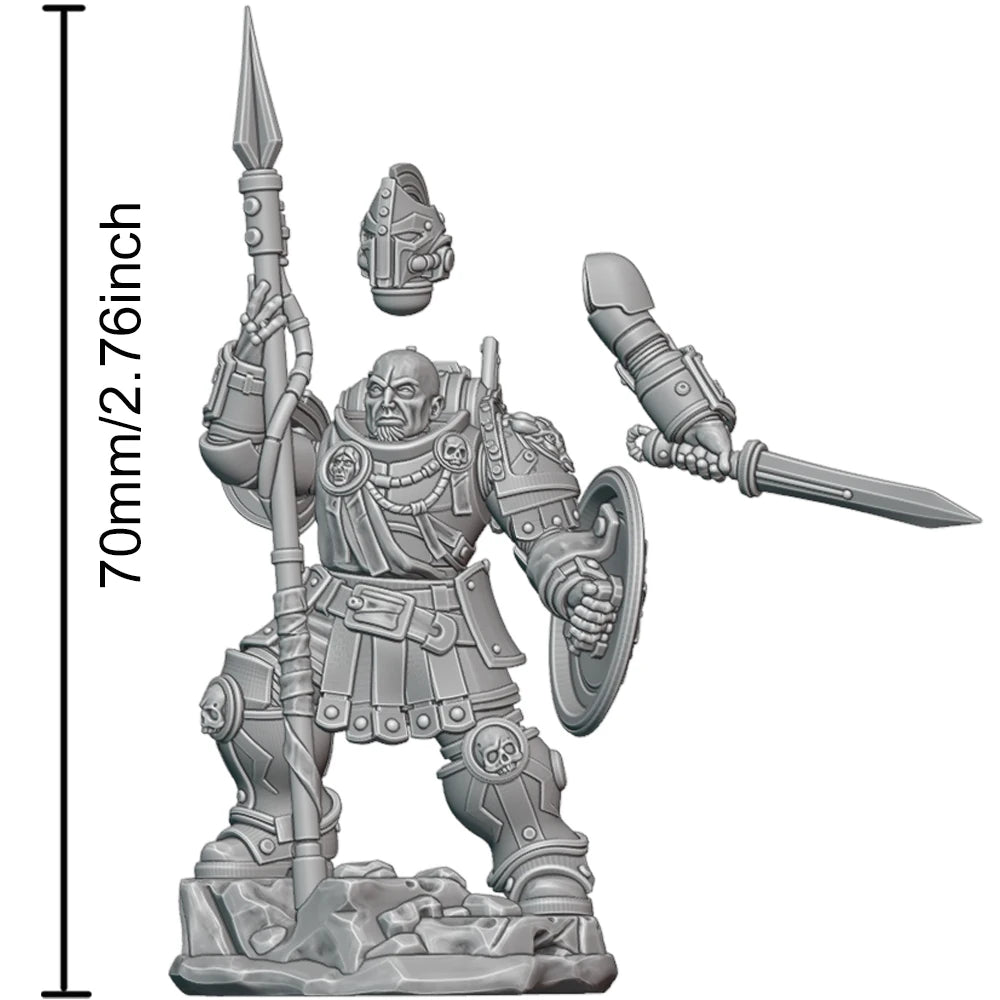 70mm Ornate Plate Knight with Halberd and Shield, Resin Model Figure Kit, Fantasy Theme, Unassembled and Unpainted