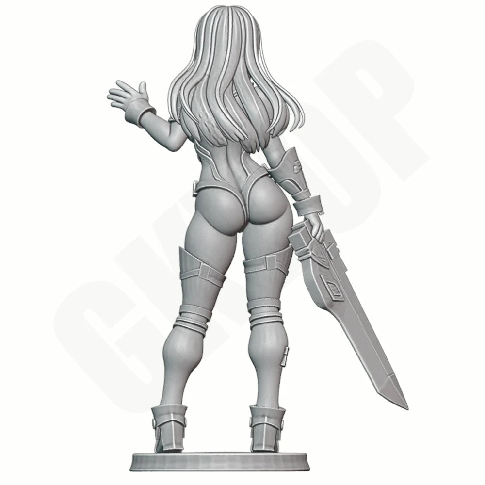 1/24 Female Warrior with Twin Blades, Resin Model Figure Kit, Sci-Fi Theme, Unassembled and Unpainted