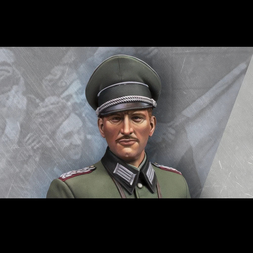 1/10 WWII German Wehrmacht Officer in Visor Cap, Resin Model Bust Kit, Unassembled and Unpainted