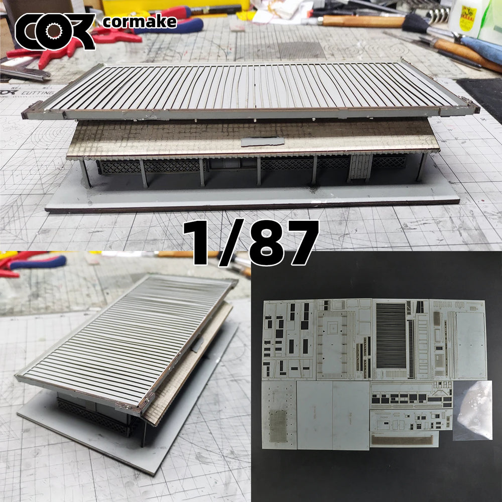 1/87 Modern Railway Station Scene, Resin Model Diorama Kit, Unassembled and Unpainted