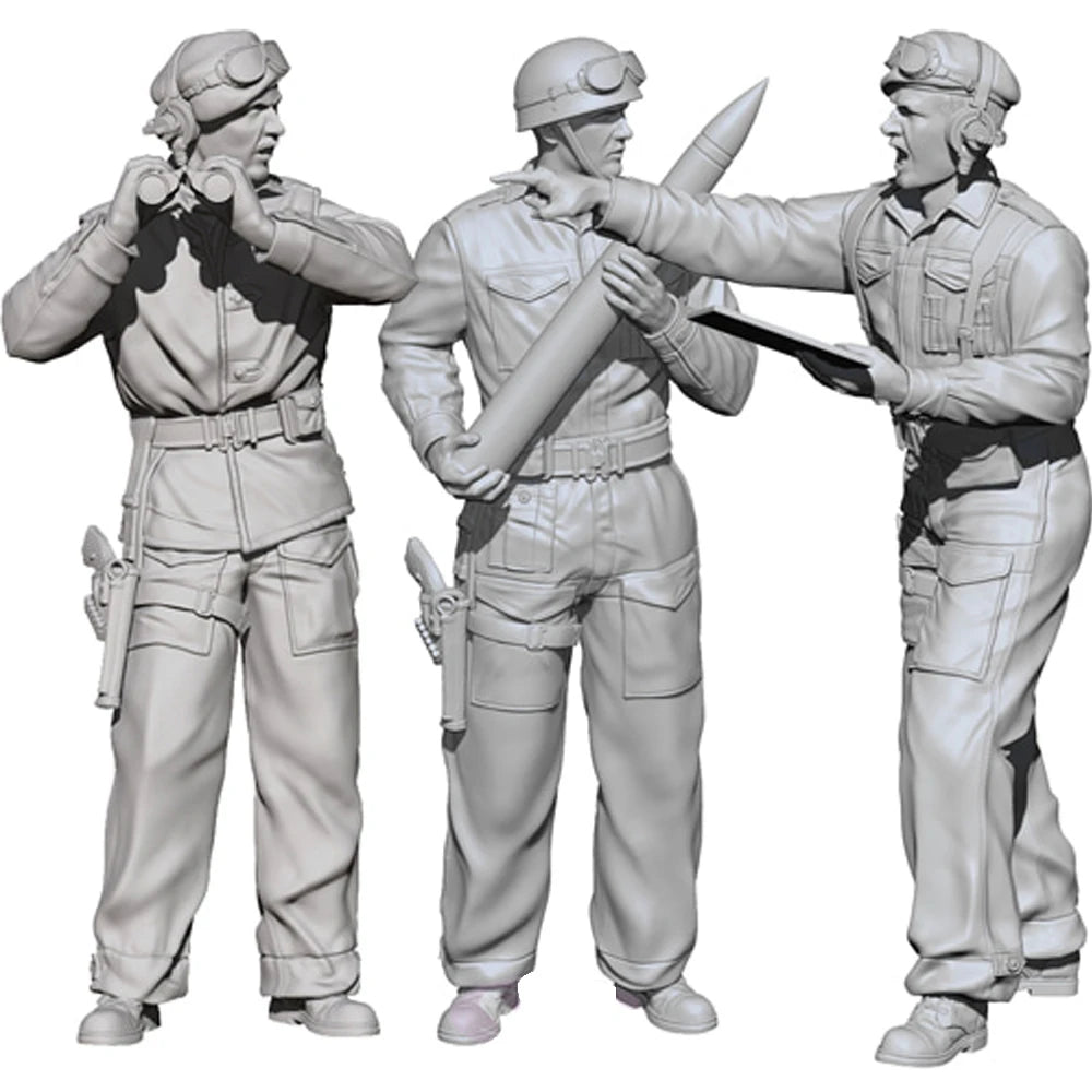 1/35 WWII British M10 Achilles Crew, 3 Figures, Resin Model Figure Kit, Unassembled and Unpainted